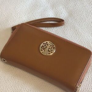 Brown Wristlet with Gold Logo